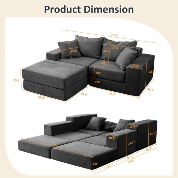 Sofá modular modular de dos plazas - Image 2