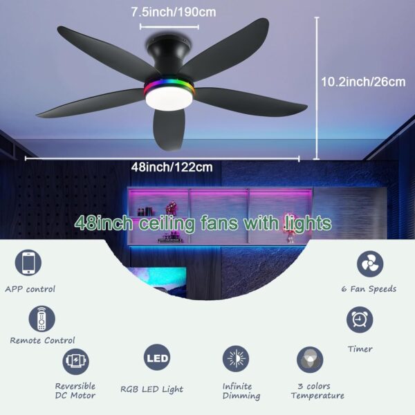 Ventilador de techo con luz de 48 pulgadas - Image 3