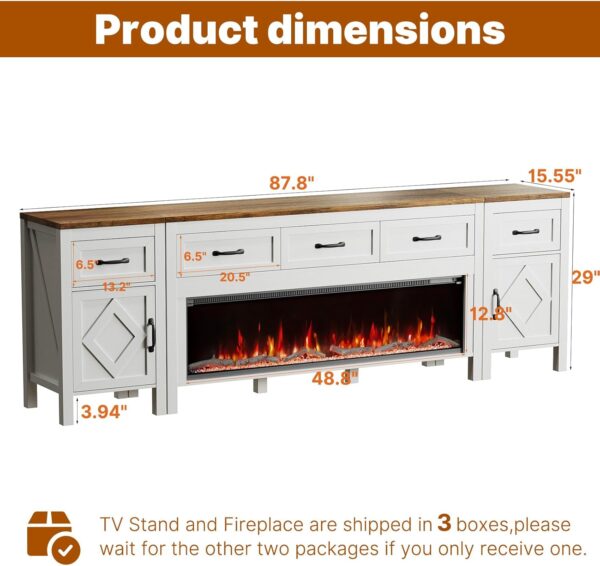 Soporte de TV de granja con chimenea - Image 3