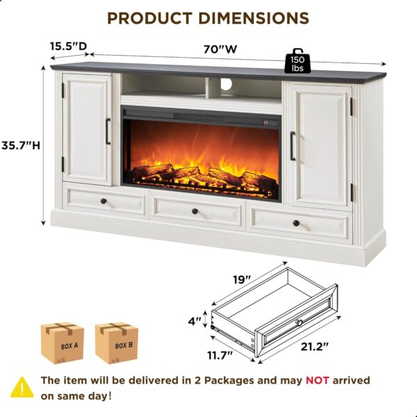Soporte de TV con chimenea de granja - Image 3