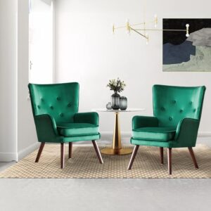 Juego de 2 sillas decorativas de terciopelo
