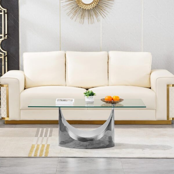 Mesa de centro rectangular de cristal