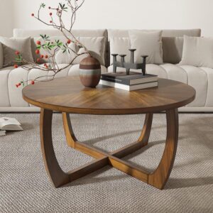 Mesa de centro redonda de madera
