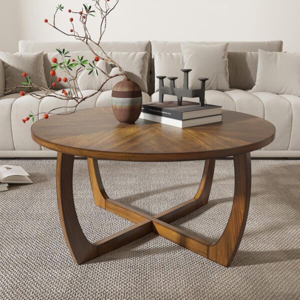 Mesa de centro redonda de madera