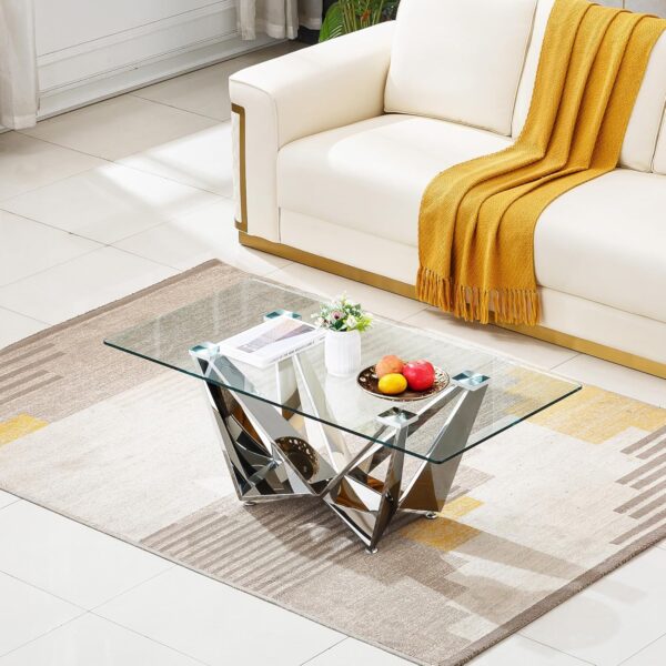 Mesa de centro de cristal plateado - Image 4