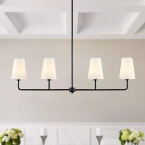 Candelabro Lineal Moderno Lino Negro Blanco 4 Luces