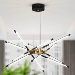 Candelabro Sputnik Moderno LED Negro/Dorado