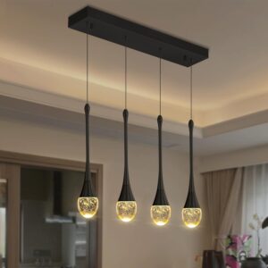 ykolupty Lámpara Colgante Lineal Industrial Cristal 4 Luces