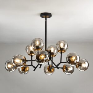 UOFUS Candelabro Sputnik Vidrio Negro/Dorado 12 Luces