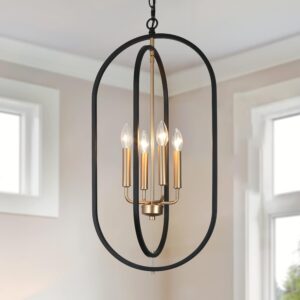 ZEVNI Lámpara Colgante Orb Negro/Dorado 4 Luces 14.5''
