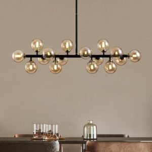 Candelabro Sputnik Lineal Mid Century Vidrio 16 Luces 39''