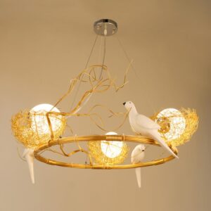 TFCFL Lámpara Colgante Moderna Vidrio Dorado 3 Luces 35.4''