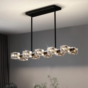 Candelabro Moderno Cristal Metal Negro 10 Luces