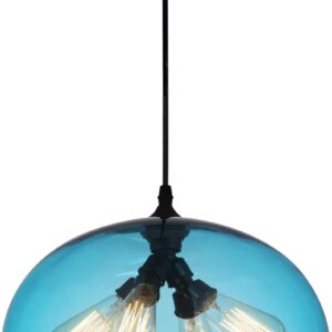 CWI Lighting Lámpara Colgante Cristal Azul 4 Luces