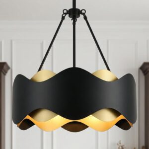 Lámpara Colgante Onda Moderna Negro/Dorado 5 Luces 20''
