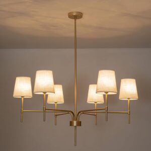 Alynzee Luz Colgante Moderna Tela Dorado 6 Luces 34''