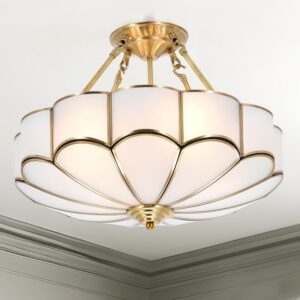 Lámpara Colgante Vintage Vidrio 4 Luces 18''