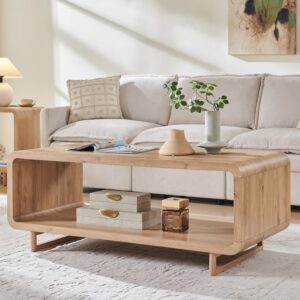 IFGET Mesa de Centro Rectangular Madera Almacenamiento 48"