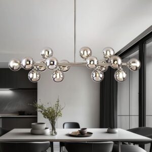 Candelabro Sputnik Lineal Vidrio Gris 16 Luces 40''