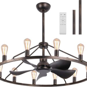 Ventilador de Techo Rueda de Carro 44" Granja con Luz Control Remoto