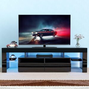 Soporte de TV LED Negro con Cajones para 70"