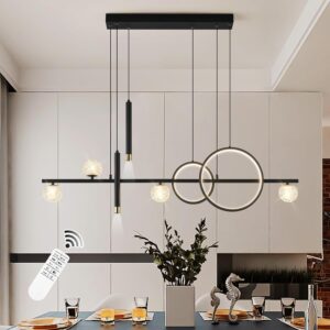 ORANOOR Luz Colgante Lineal Moderna LED Negro/Dorado 47''