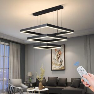 Luz Colgante Anillos Moderna LED Negro 3 Anillos