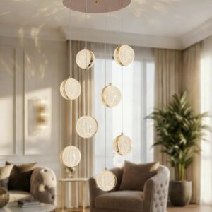Lámpara Colgante LED Cristal Acrílico 8 Luces 48.43''