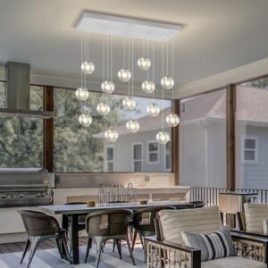 ykolupty Luz Colgante Globo Moderna LED Cristal Plateado