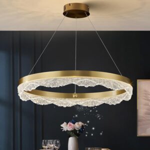 Lámpara Colgante Anillos Moderna LED Dorado