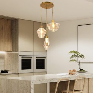 DYNAMI Lámpara Colgante Moderna Cristal 3 Luces