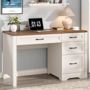 Vabches Escritorio Ejecutivo Con Cajones Con Archivador Con Almacenamiento, Blanco