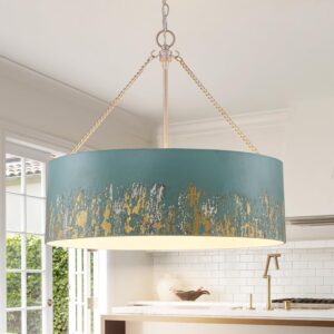 Luz Colgante Moderna Dorado Azul 6 Luces 24''