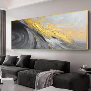 Pintura abstracta textura 3D blanco y negro, 24 x 56" con marco