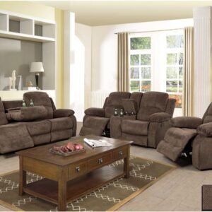 A Ainehome Juego de Sofás Reclinables 3 Piezas Moderno Almacenamiento Pana Marrón