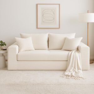 Sofá Cama Futón 3 En 1 Plegable Pana Beige Chaise