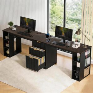 NORTHSKY Escritorio Doble 96.5" Con Cajones Con Carga USB Con Almacenamiento