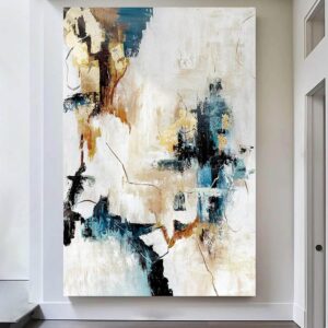 Lienzo abstracto beige con marco