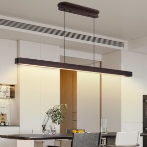 Lámpara Colgante Lineal Moderna Madera Nogal Negro