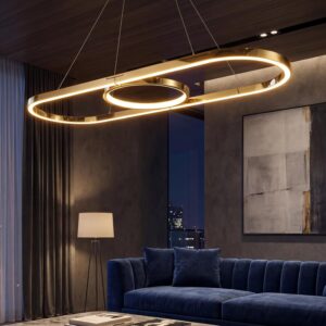 Luz Colgante Lineal Moderna LED Dorado 47''