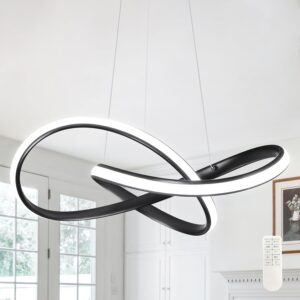 Luz Colgante Anillos Moderna LED Negro 79''