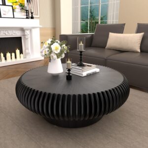 Mesa de Centro Redonda Madera Acanalada Nogal 31.5"