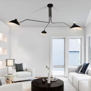 Lámpara Colgante Mid Century Negro 3 Luces 63''