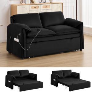 Sofá Cama 3 En 1 Extraíble 63 Pulgadas Queen Biplaza Terciopelo Respaldo Ajustable