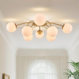 Candelabro Sputnik Cristal Dorado 8 Luces 33''