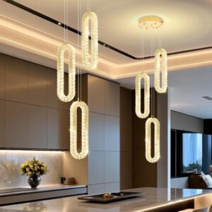 ykolupty Lámpara Colgante Anillos Moderna LED Cristal