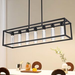 Luz Colgante Lineal Moderna LED Negro 7 Luces