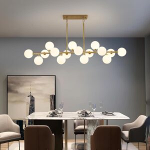 Lámpara Colgante Lineal Mid Century Dorado 16 Luces 55''