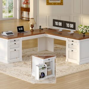 SEDETA Escritorio en L 67 x 67" Con Cajones Con Archivador Con Almacenamiento