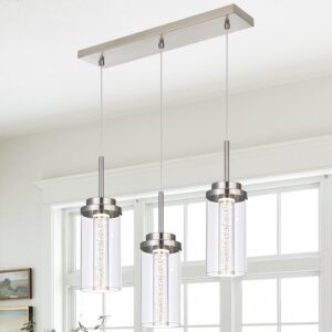 MELUCEE Lámpara Colgante Lineal LED Vidrio Níquel 23''